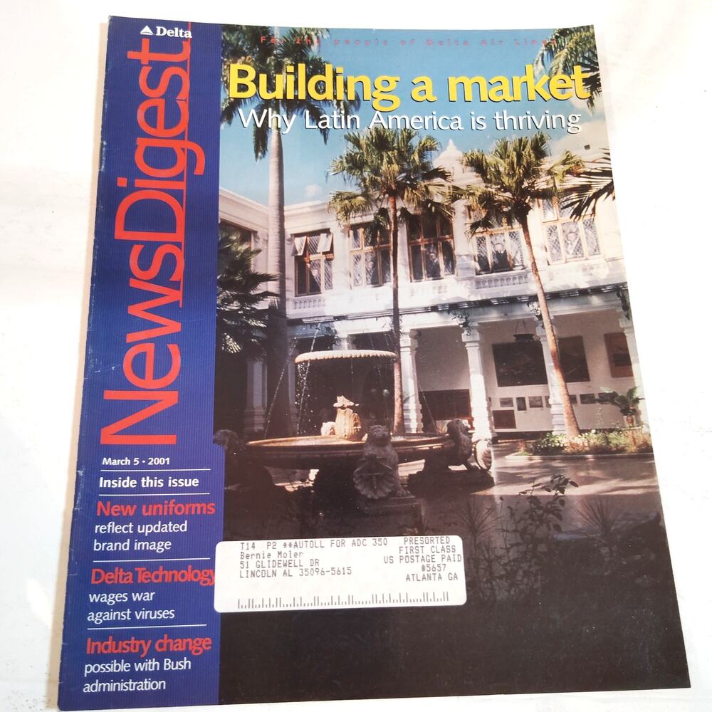 Delta News Digest - March 5, 2001 - Vintage Airline Collectible Magazine